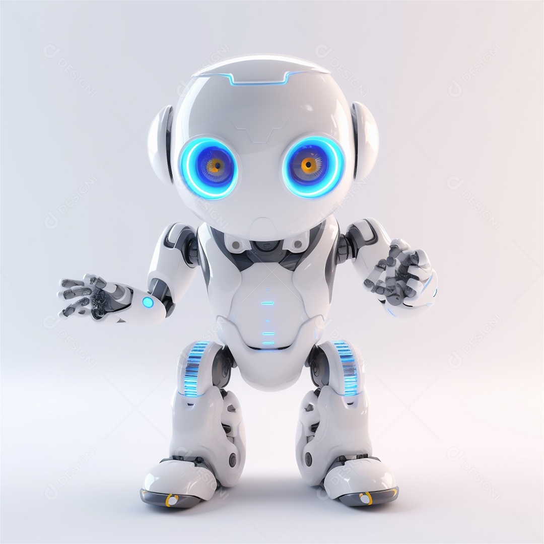 Pequeno robô bonito engraçado assistente virtual bot