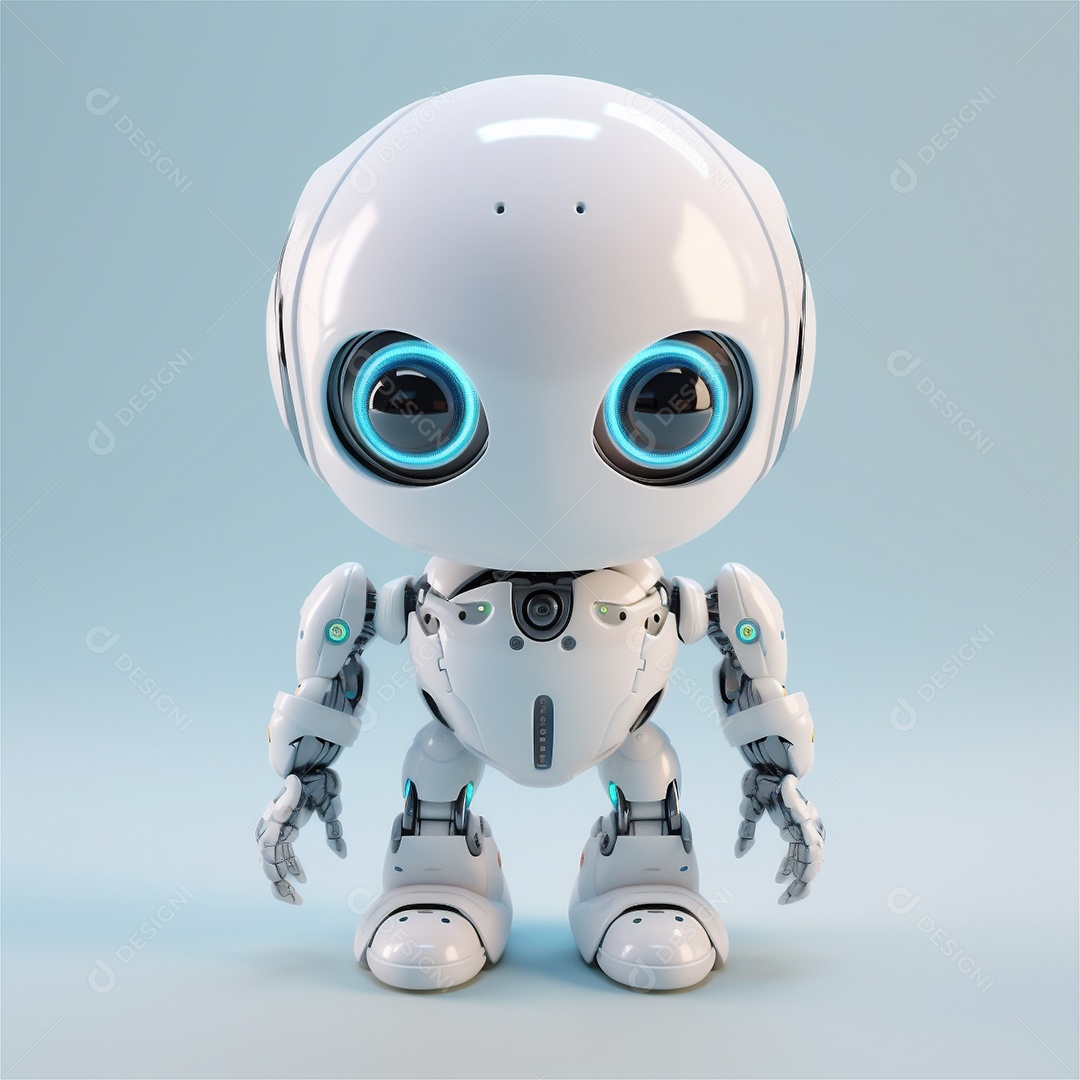 Pequeno robô bonito engraçado assistente virtual bot