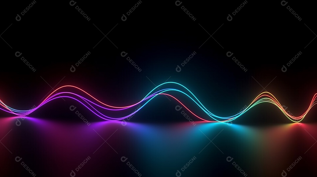 Fundo abstrato de luzes neon coloridas onduladas