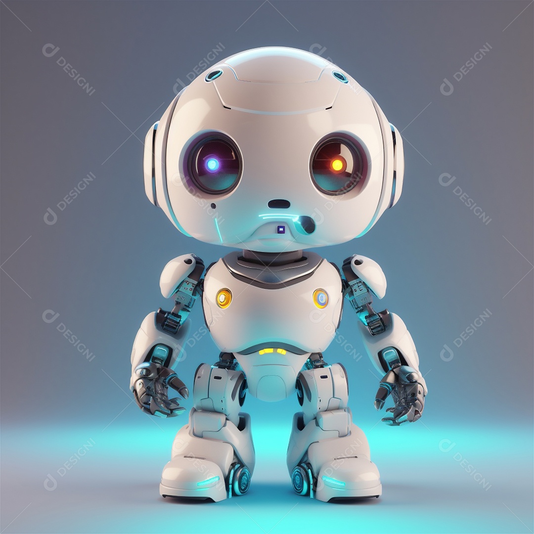 Pequeno robô bonito engraçado assistente virtual bot