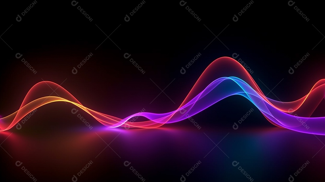 Fundo abstrato de luzes neon coloridas onduladas