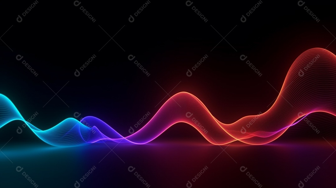 Fundo abstrato de luzes neon coloridas onduladas