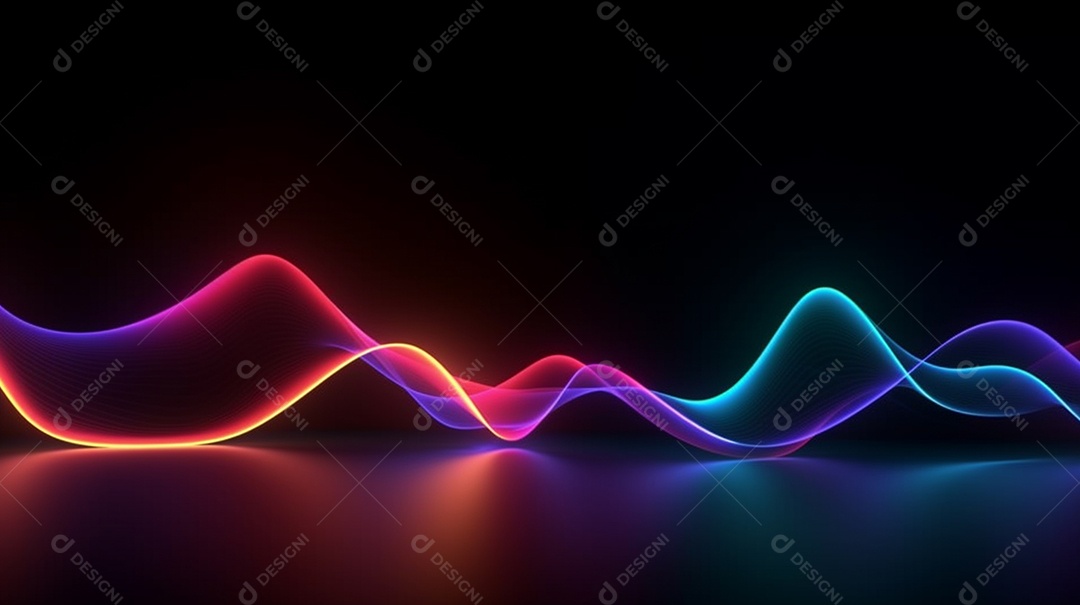 Fundo abstrato de luzes neon coloridas onduladas