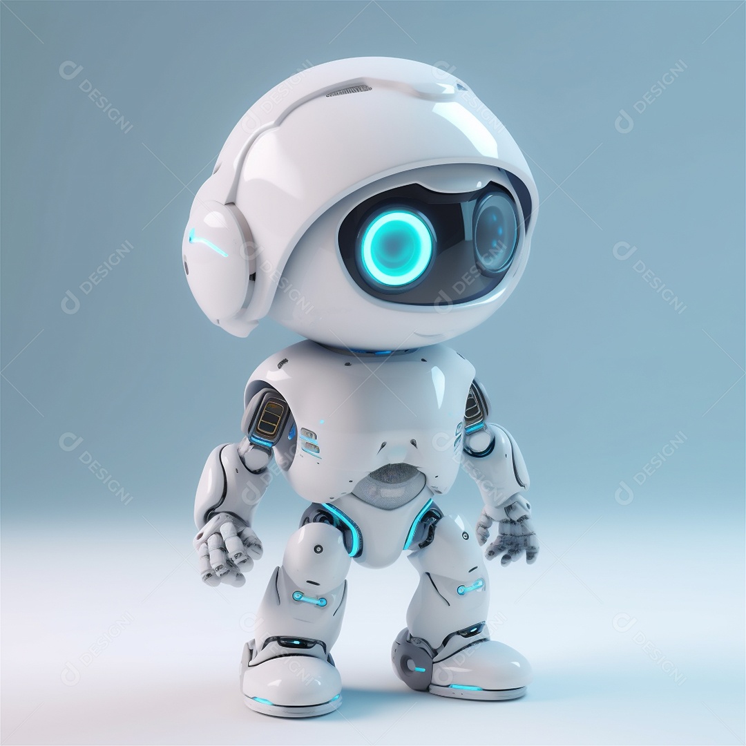 Pequeno robô bonito engraçado assistente virtual bot