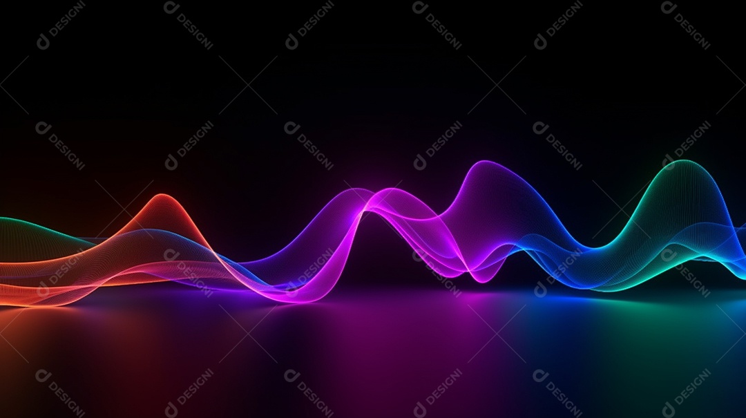 Fundo abstrato de luzes neon coloridas onduladas