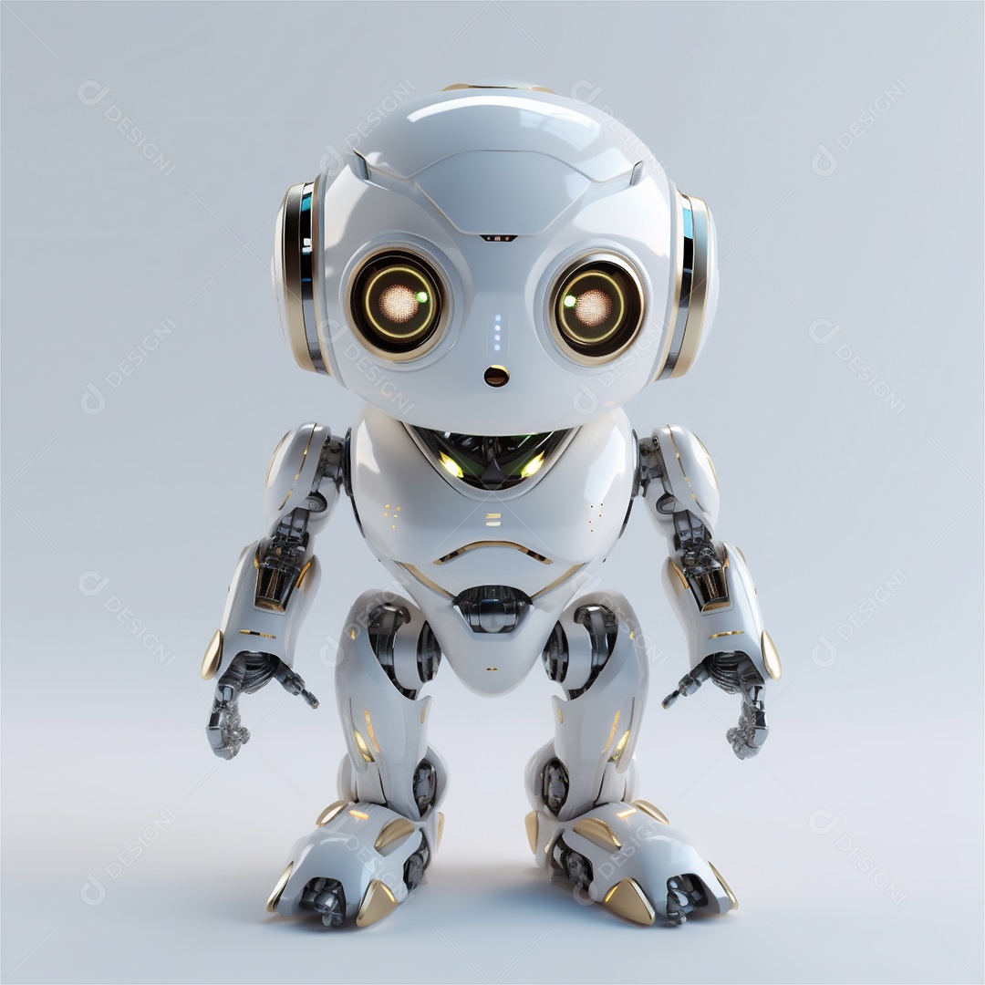 Pequeno robô bonito engraçado assistente virtual bot