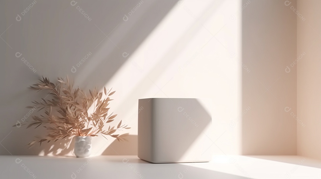 Pódio em branco sobre fundo claro minimalista