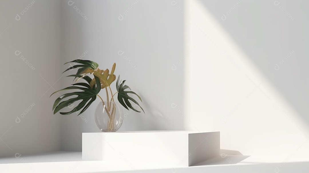 Pódio em branco com fundo claro minimalista