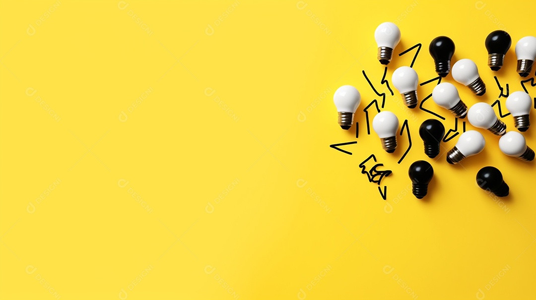 Conceito de lâmpada sobre fundo amarelo