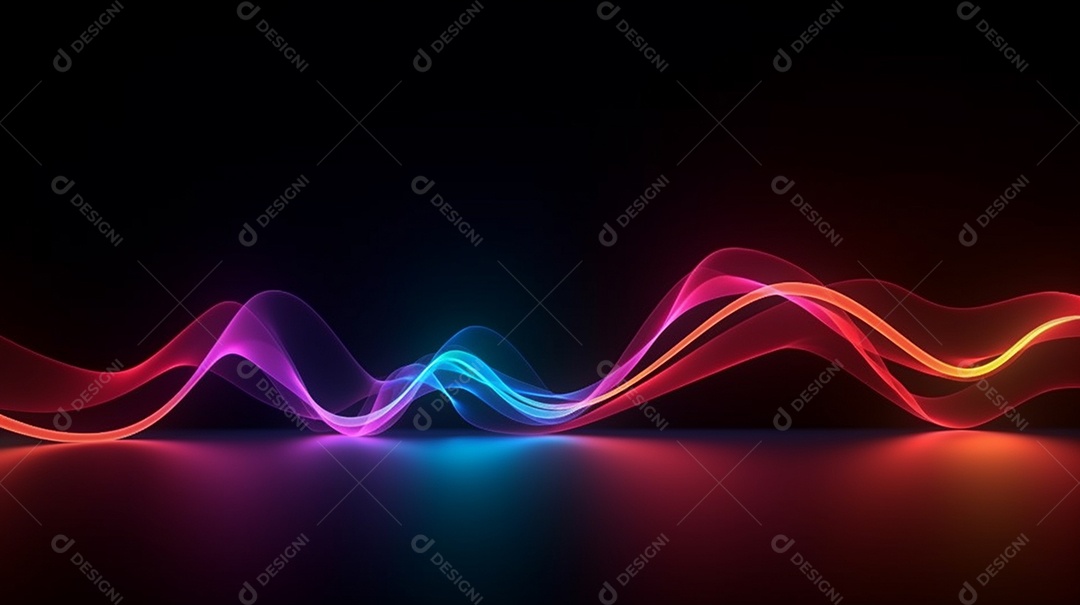 Fundo abstrato de luzes neon coloridas onduladas