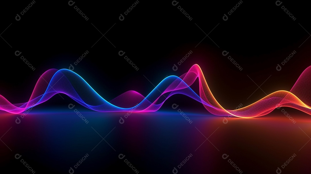 Fundo abstrato de luzes neon coloridas onduladas