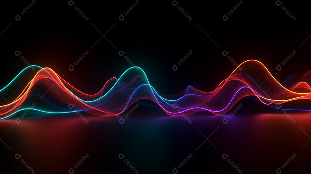 Fundo abstrato de luzes neon coloridas onduladas