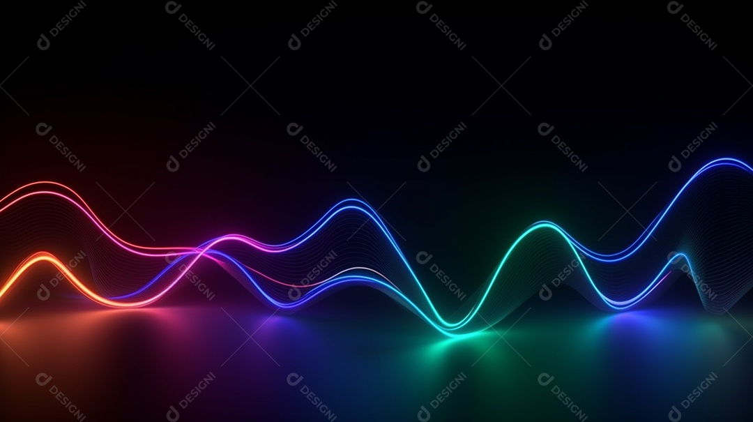 Fundo abstrato de luzes neon coloridas onduladas