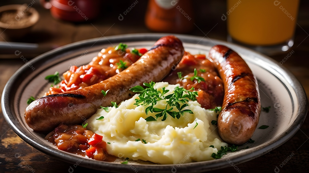 Prato Com Linguiça Purê