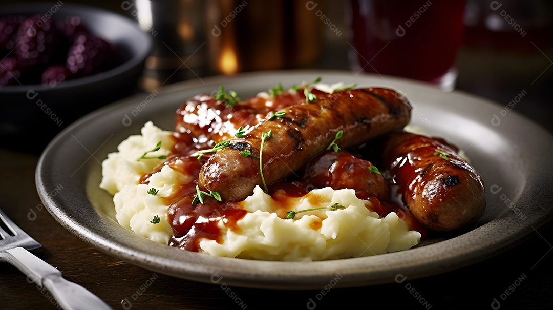 Prato Com Linguiça Purê