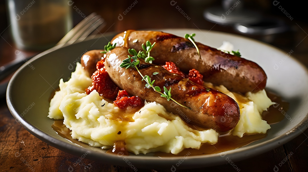 Prato Com Linguiça Purê