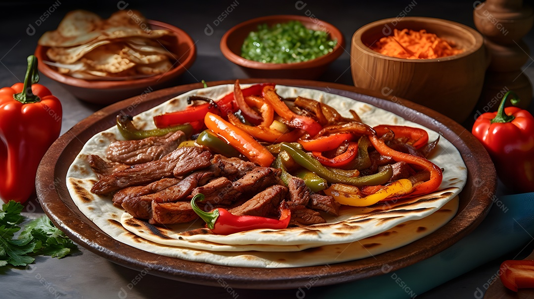 Prato De Comida Fajita Carne