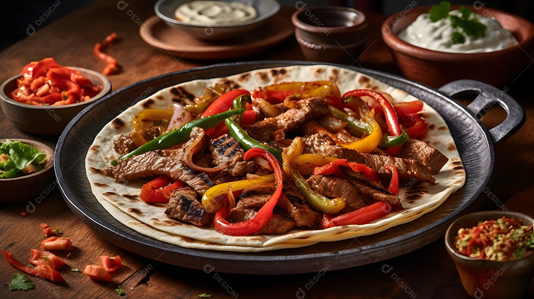 Prato De Comida Fajita Carne