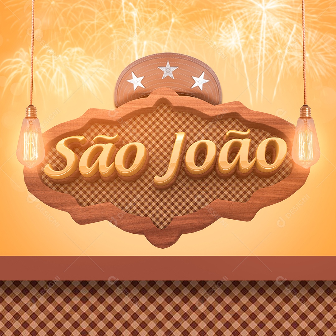 Selo 3D São João Para Composição PSD