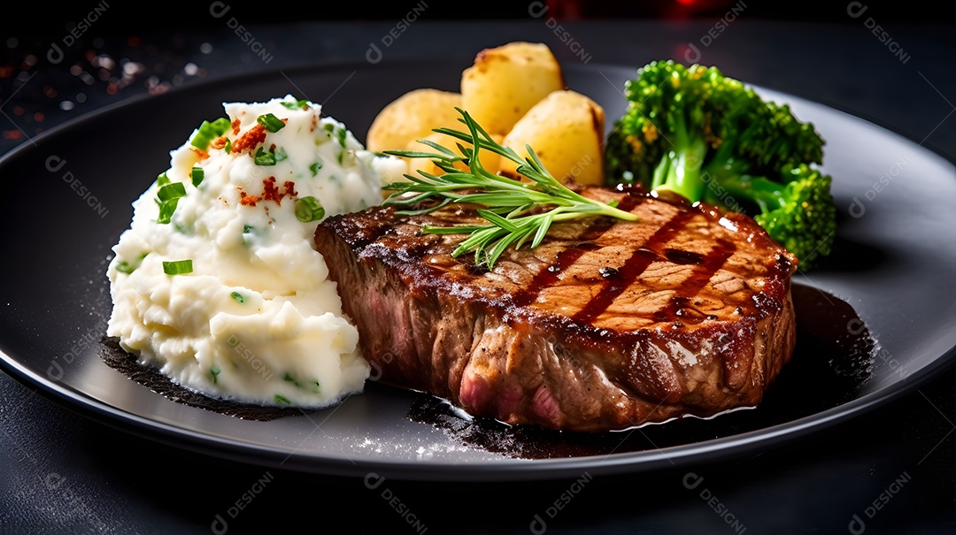 Prato De Bife Grelhado Brócolis e Molho