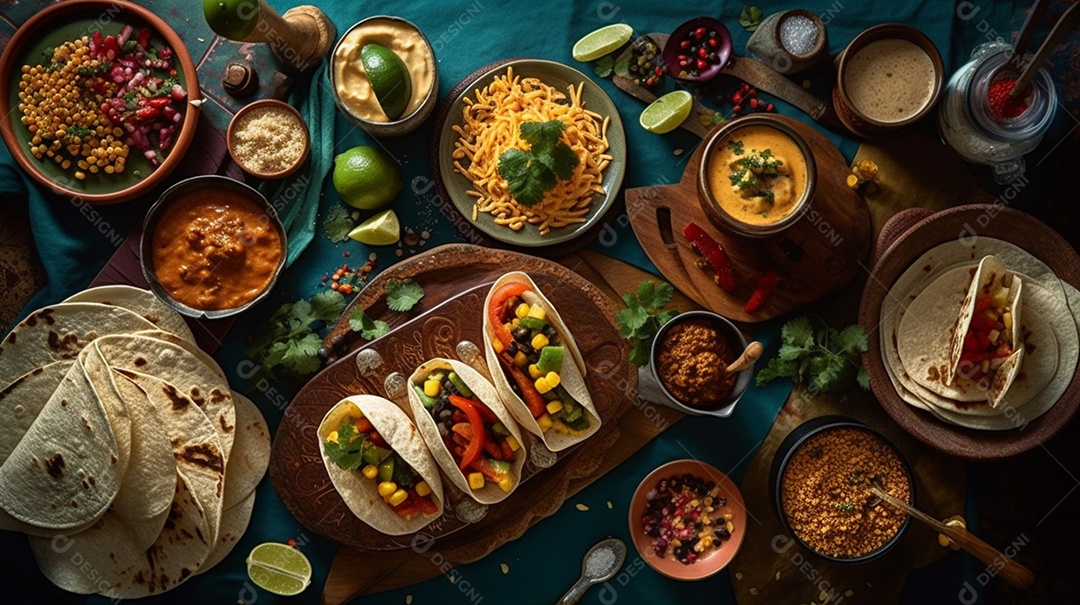 Vários Prato De Comida Em Restaurante