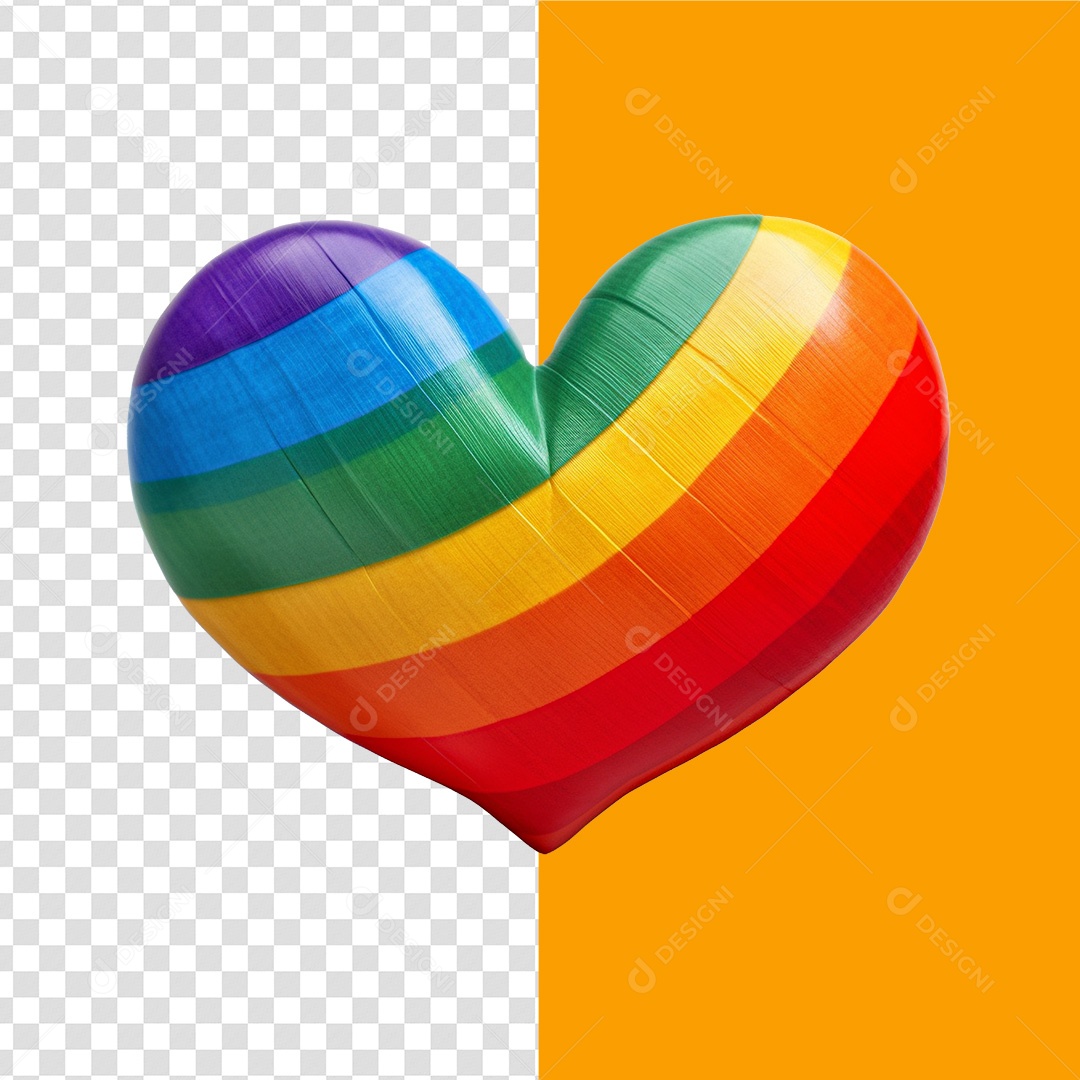 Coração Com Cores LGBT Elemento 3D Para Composição PSD