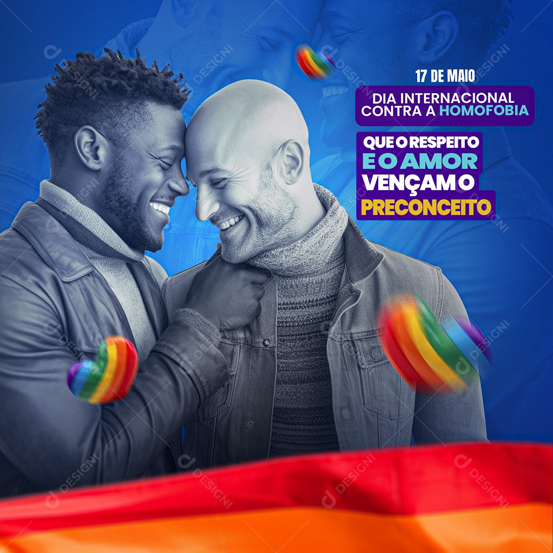 Social Media Dia Internacional Contra Homofobia Unidos Na Diversidade PSD Editável