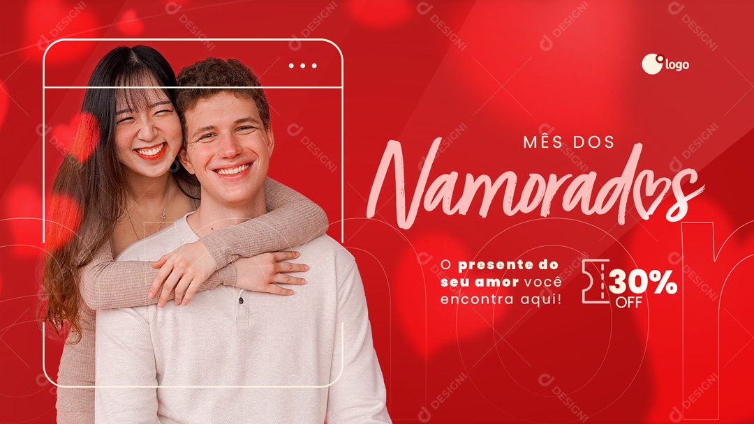 O Presente do seu Amor Você Encontra Aqui! Mês Dos Namorados Banner Social Media PSD Editável
