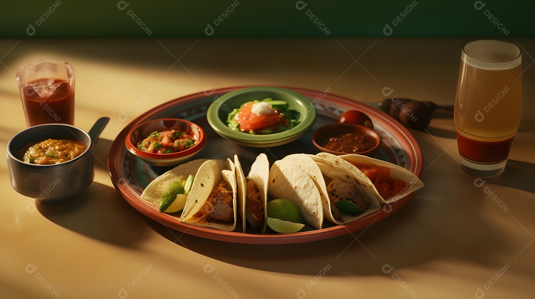 Panquecas sobre um prato em uma mesa restaurante