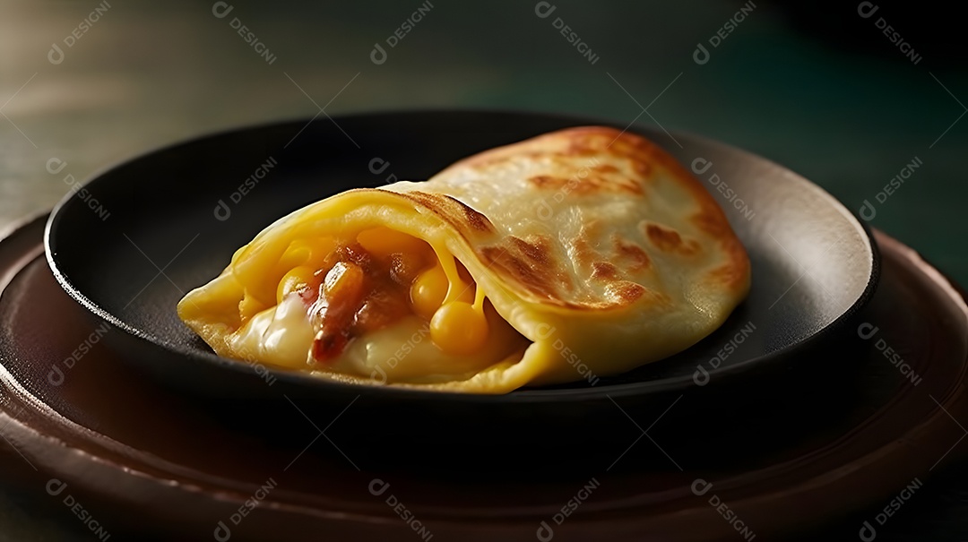 Omelete Comida sobre uma mesa de madeira