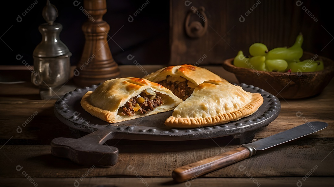 Empanada Iguaria sobre uma mesa de madeira