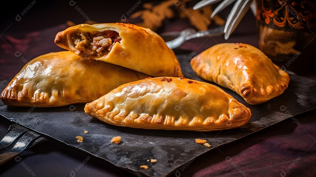 Empanada Iguaria sobre uma mesa de madeira
