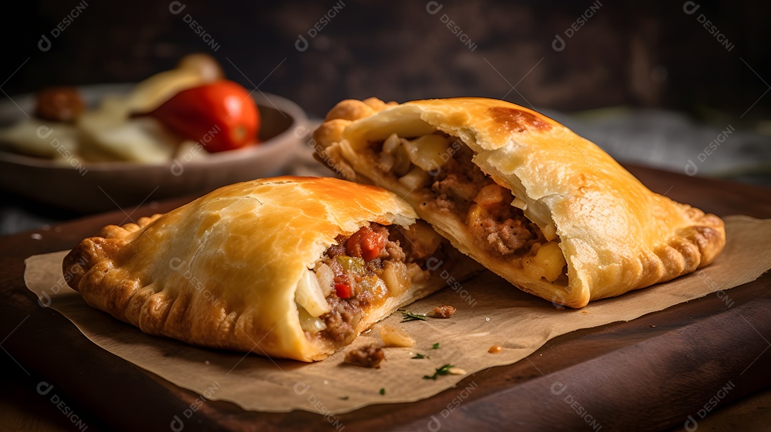 Empanada Iguaria sobre uma mesa de madeira