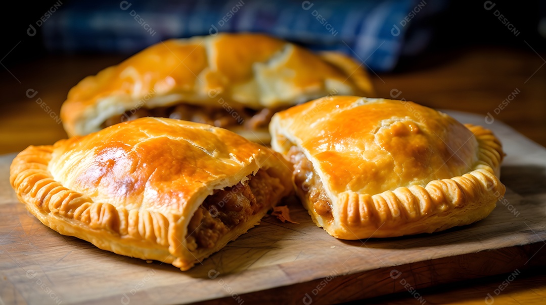 Empanada Iguaria sobre uma mesa de madeira