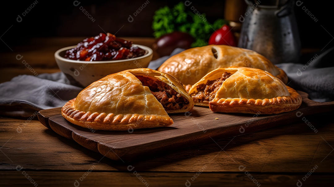 Empanada Iguaria sobre uma mesa de madeira