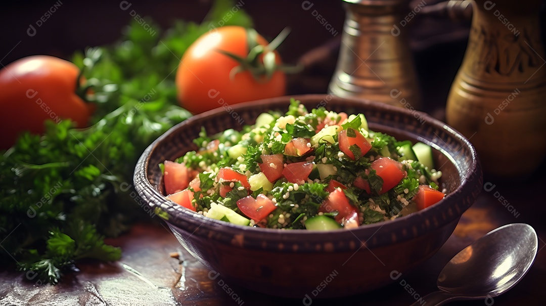 Feijão tropeiro sobre uma mesa de madeira