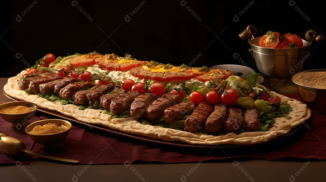 Carnes grelhadas sobre uma mesa de churrascarias