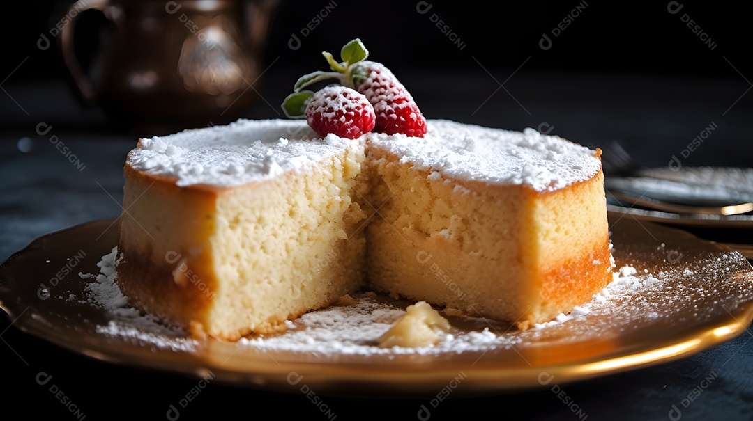 Bolo sobre um prato sobre fundo isolado