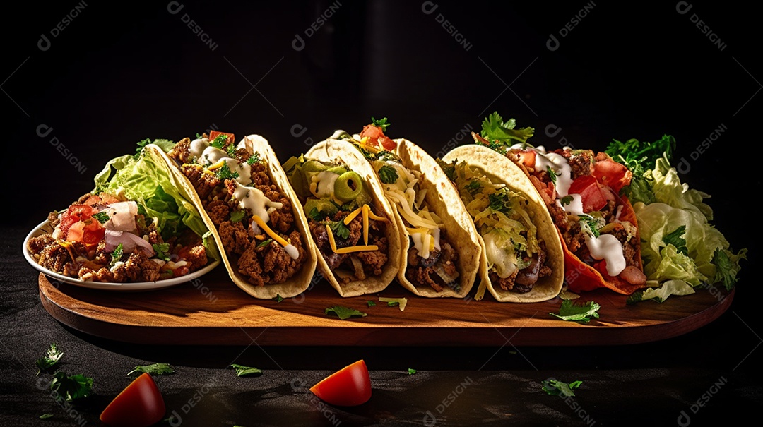 Taco sobre um prato em uma mesa restaurante