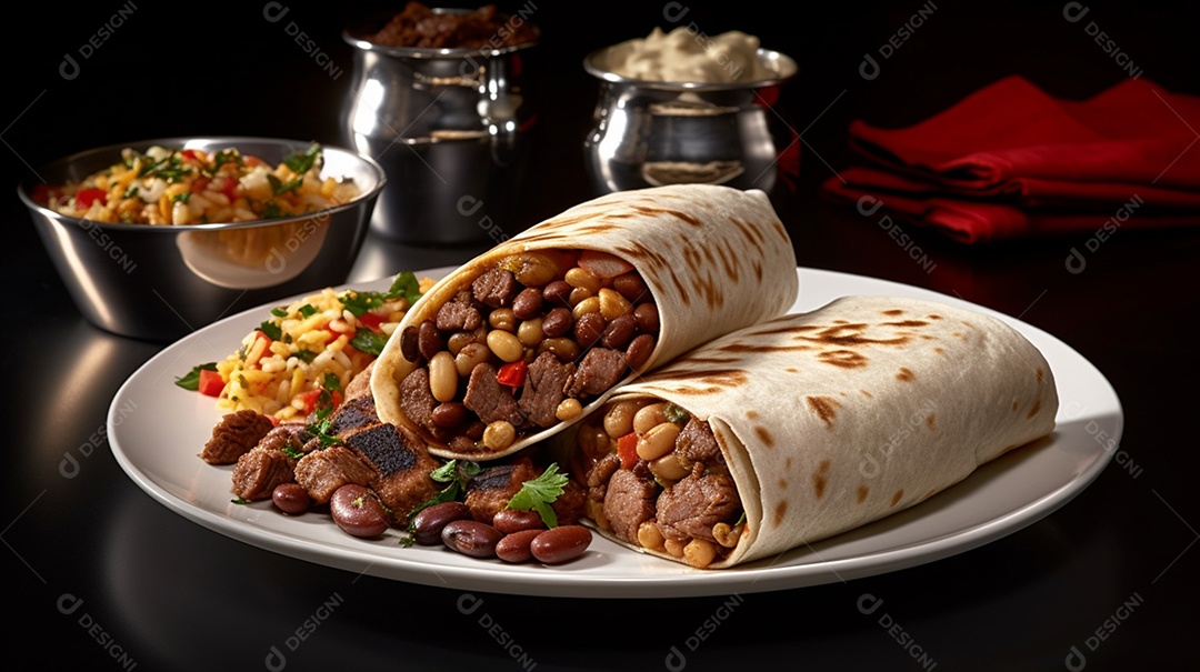 Panquecas sobre um prato em uma mesa restaurante