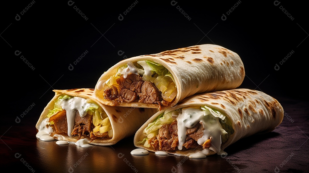 Panquecas sobre um prato em uma mesa restaurante