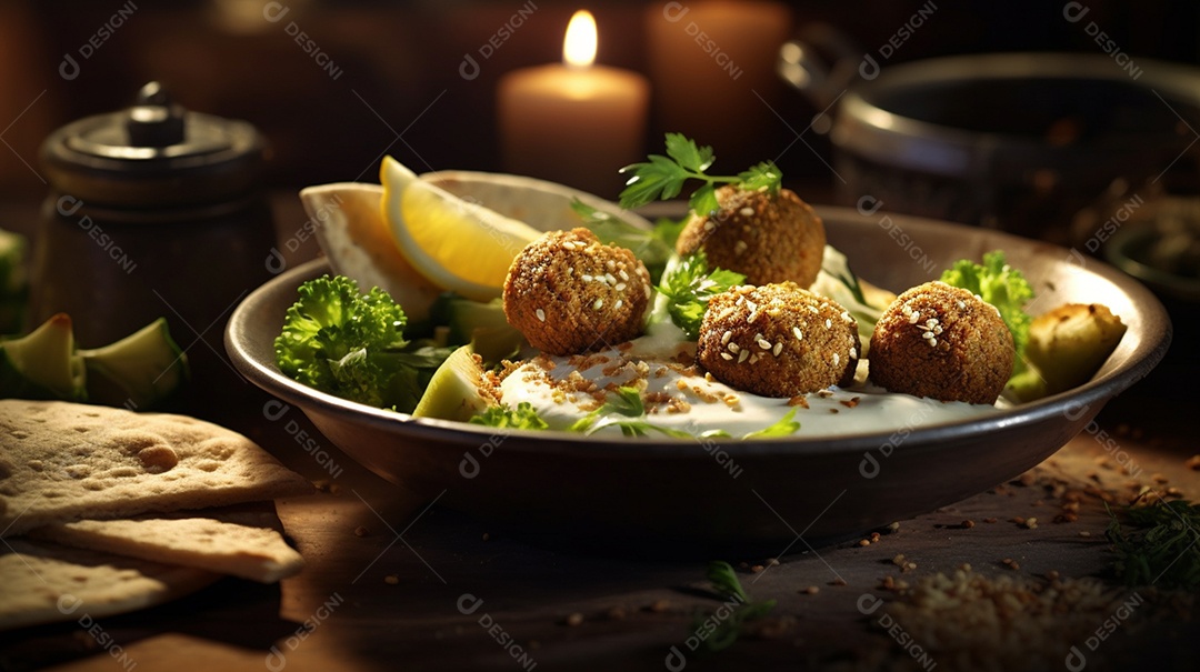 Comida sobre uma frigideira em uma mesa de madeira