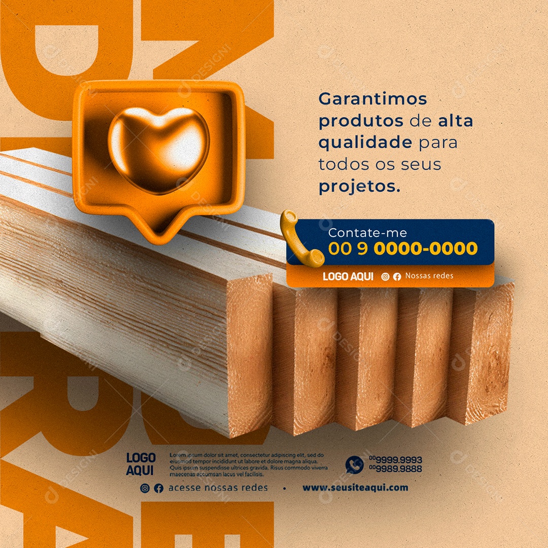 Garantimos Produtos De Alta Qualidade Madeireira Social Media PSD Editável