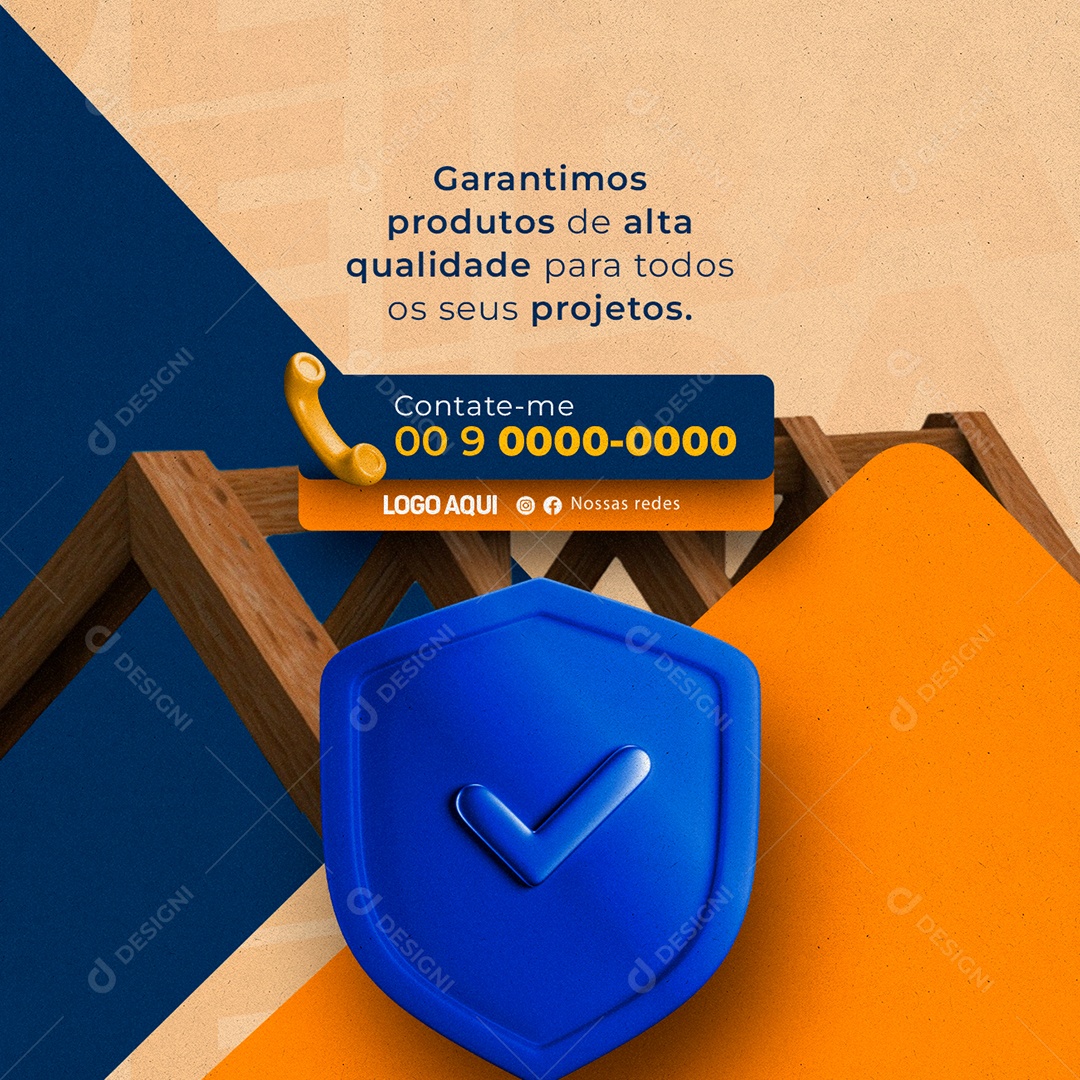 Garantimos Produtos De Alta Qualidade Madeireira Social Media PSD Editável
