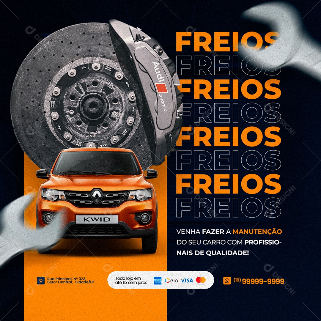Freios Venha Fazer A Manutenção Do Seu Carro Oficina Mecânica Social Media PSD Editável
