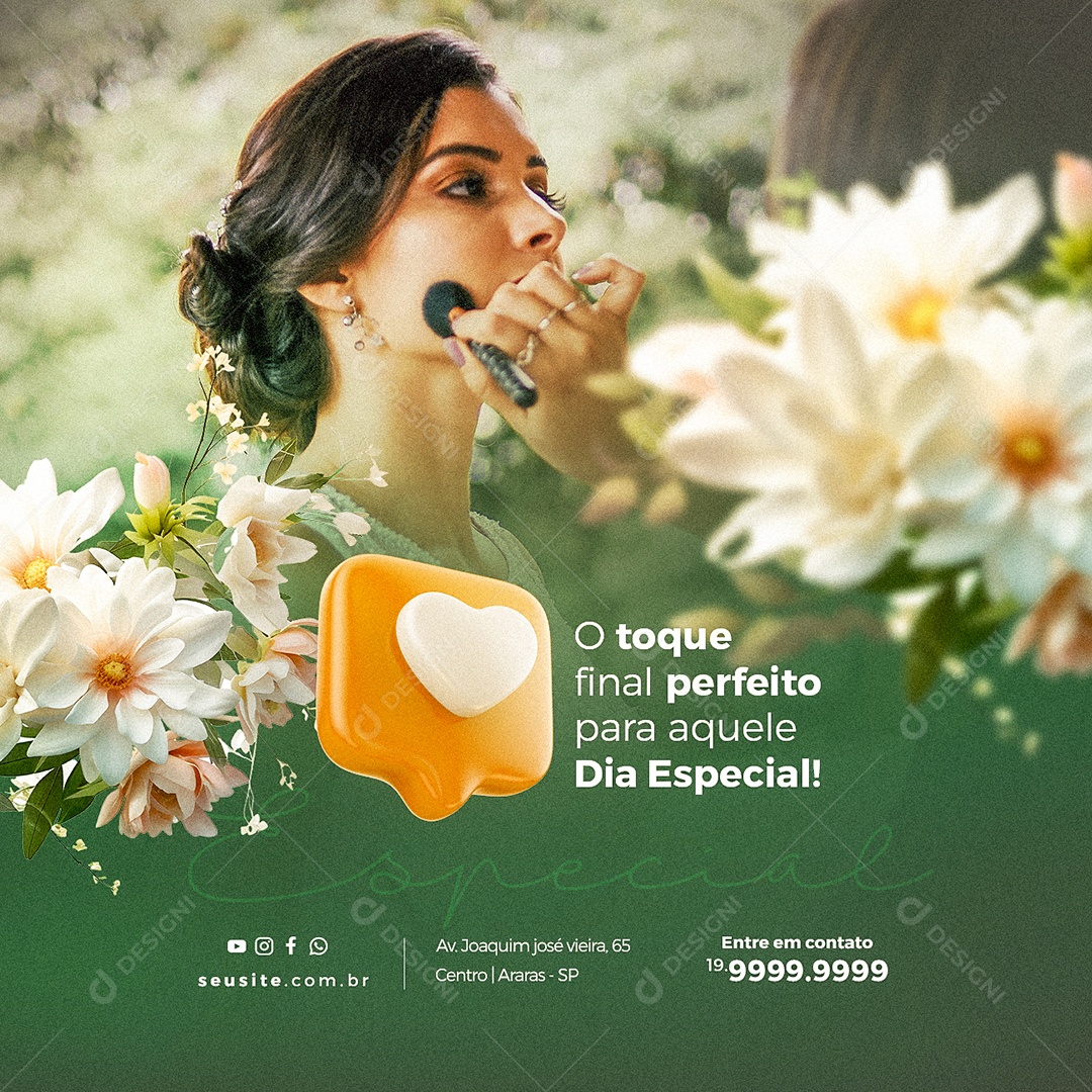 O Toque Final Perfeito Para Aquele Dia Especial Serviços De Maquiadora Social Media PSD Editável