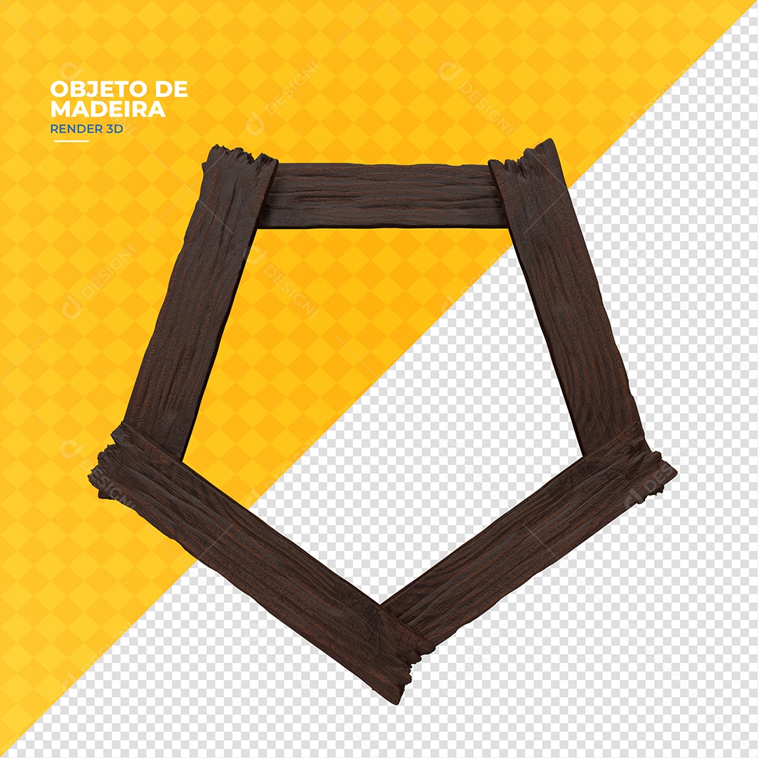 Forma De Madeira Elemento 3D Para Composição PSD