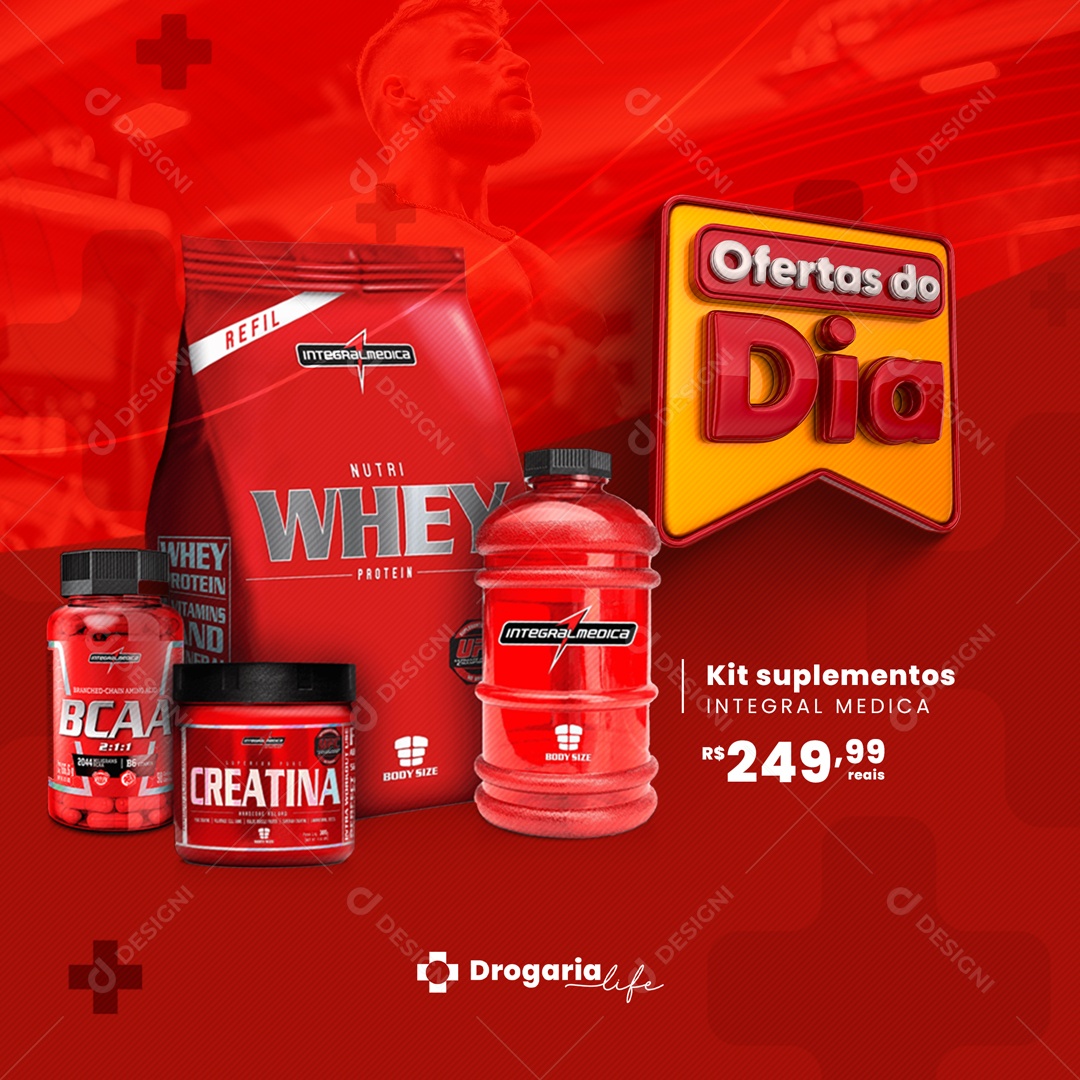 Ofertas do Dia Kit Suplementos Farmácia Drogaria Social Media PSD Editável