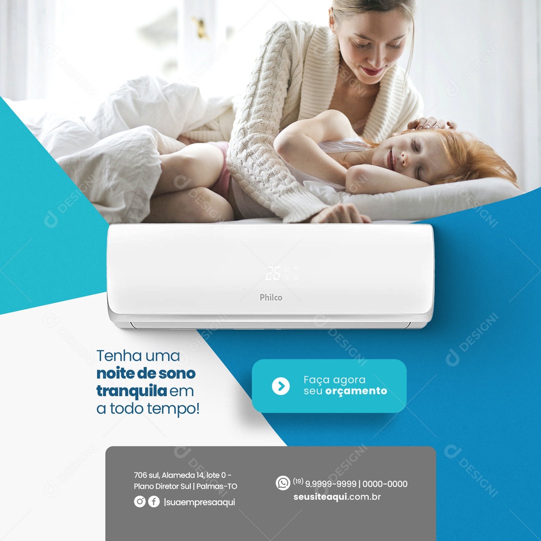 Faça Agora Seu Orçamento! Empresa de Ar Condicionado Social Media PSD Editável