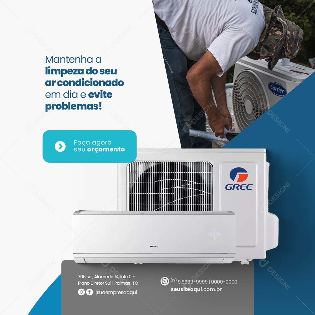 Mantenha a Limpeza do Seu Ar Condicionado em Dia e Evite Problemas! Social Media PSD Editável